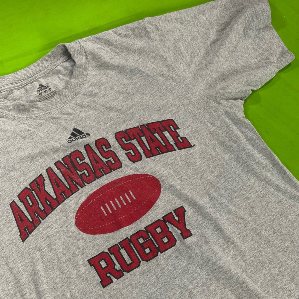 Arkansas State Rugby Adidas T-Shirt Mens Medium Gray Red Wolves College NCAA Tee
